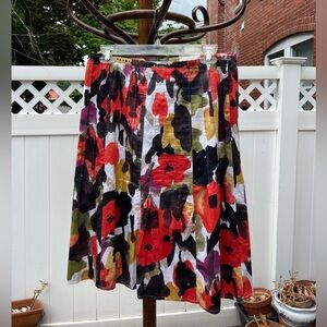 Tribal Red Multi Floral A-Line Skirt
